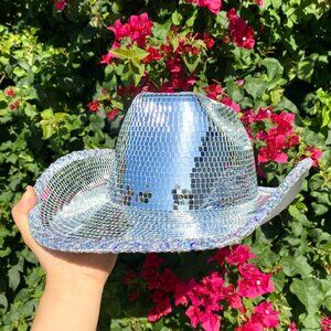 Disco Ball Mirror Cowboy Hat Cowgirl Hats for Music Festivals Sparkly Concert